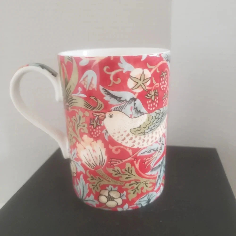 Royal Worcester Morris & Co Strawberry  Thief Crimson/Slate Coffee Cup.